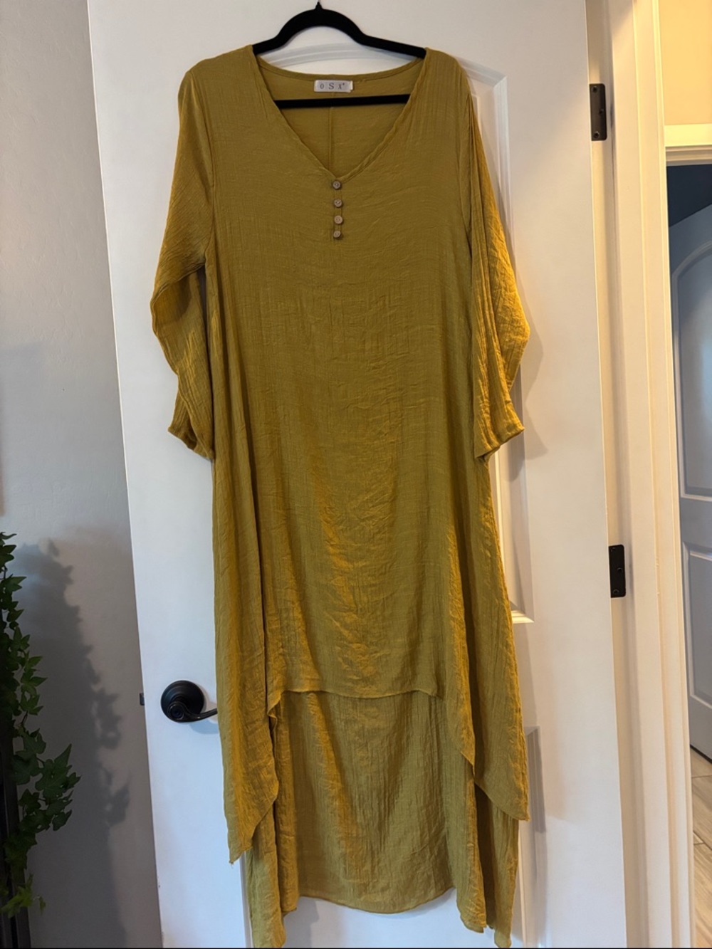 OSX Brand Mustard color Asymmetrical V-Neck Dress -Multi layer, Best fits Medium